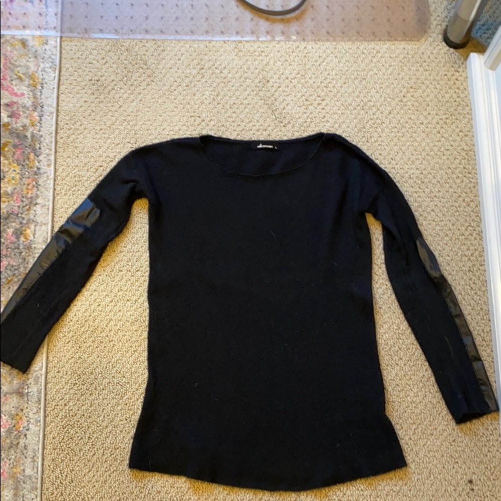 Black sweater with faux leather patches